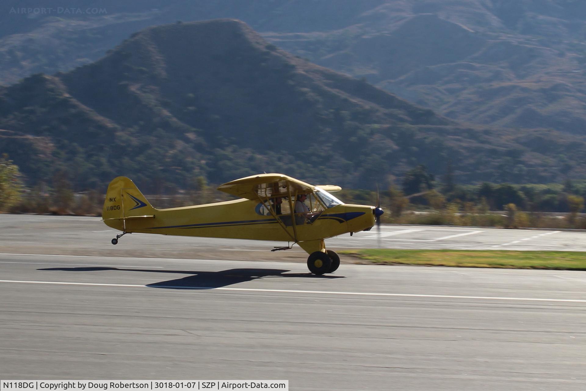 N118DG, 2008 Piper PA-18 Replica C/N 001, 2008 Ganzer XPA18, Continental O-200 100 Hp, takeoff roll Rwy 22