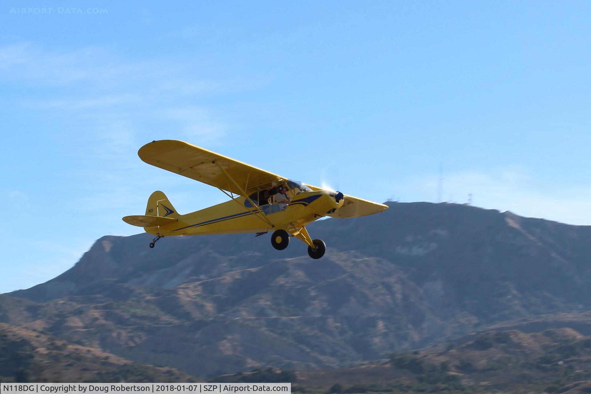 N118DG, 2008 Piper PA-18 Replica C/N 001, 2008 Ganzer XPA18, Continental O-200 100 Hp, initial takeoff climb Rwy 22