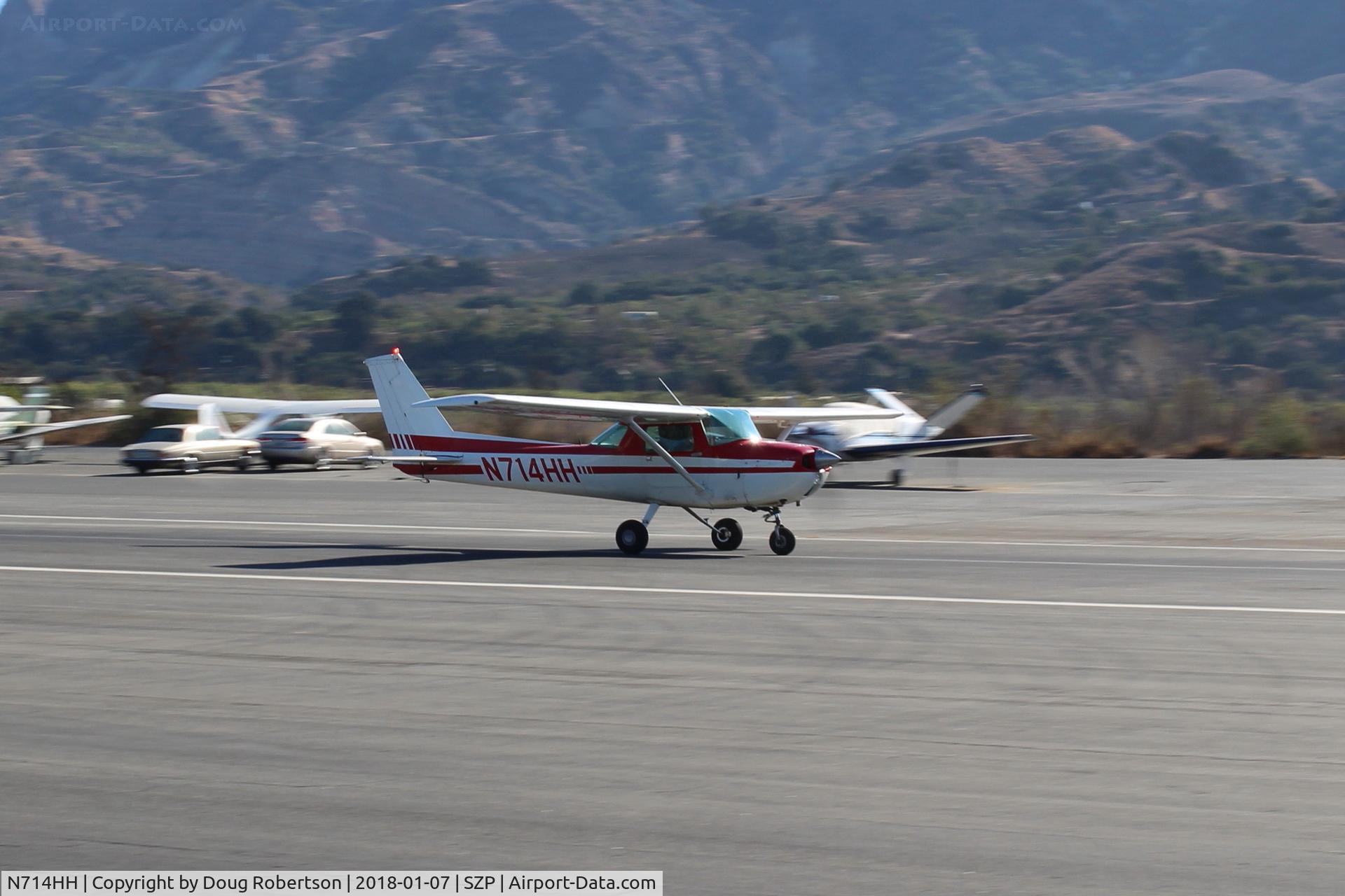 N714HH, 1977 Cessna 150M C/N 15079185, 1977 Cesssa 150M, Continental O-200 100 Hp, takeoff roll Rwy 22