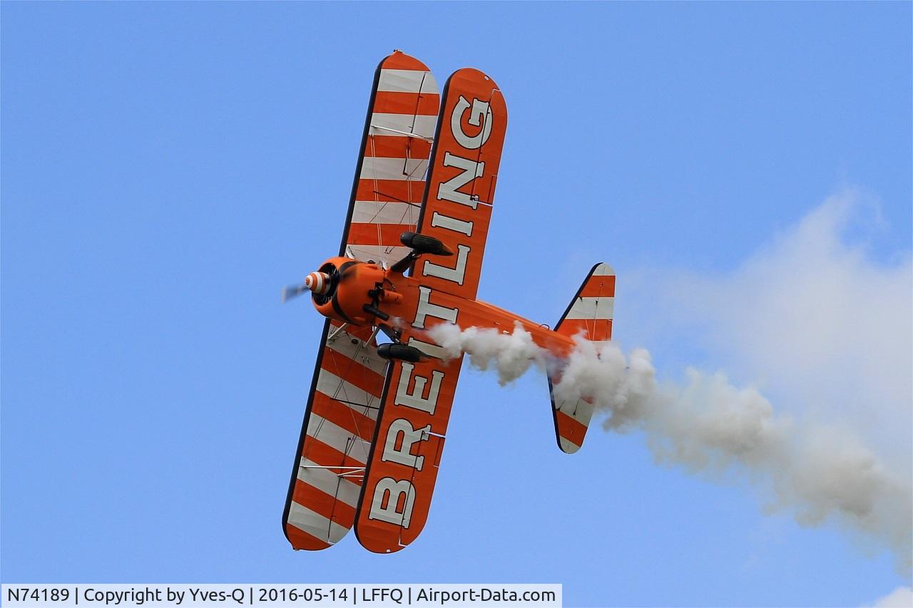 N74189, 1941 Boeing PT-17/R985 Kaydet (A75N1) C/N 75-717, Boeing A75N1(PT17), On display, La Ferté-Alais airfield (LFFQ) Air show 2016