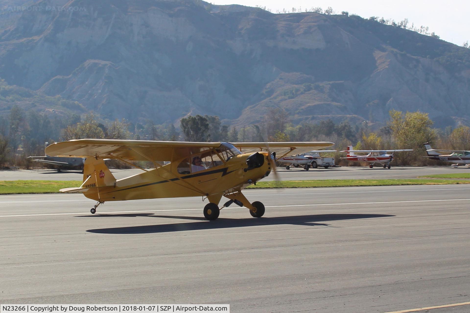 N23266, 1939 Piper J3C-65 Cub Cub C/N 3113, 1939 Piper J3C-65 CUB, Continental A&C65 65 Hp, taxi off the active