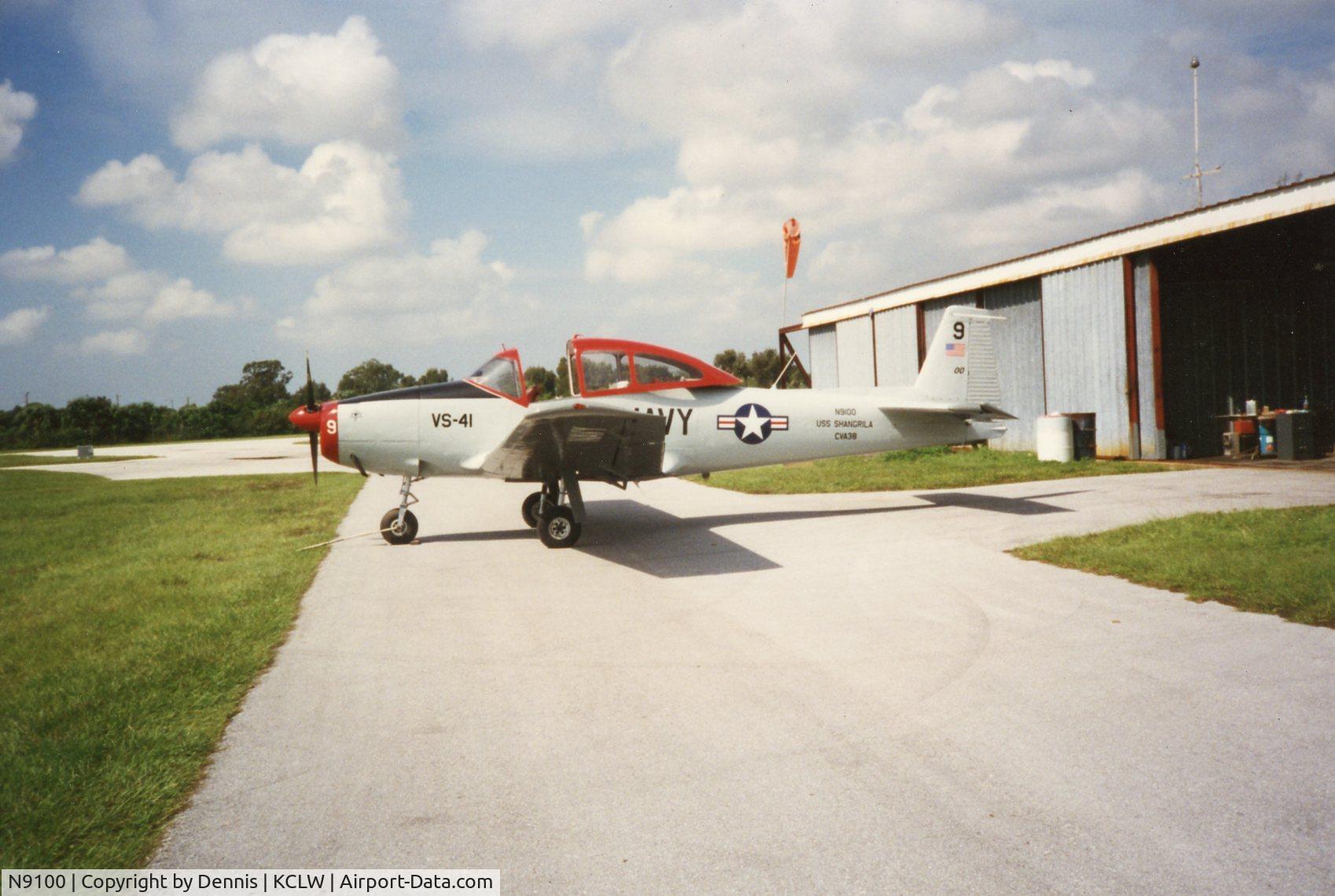 N9100, 1947 North American NAVION C/N NAV-4-955, This was shortly after her first rebuild in 1996.  Plane still housed at KCLW. (storage)