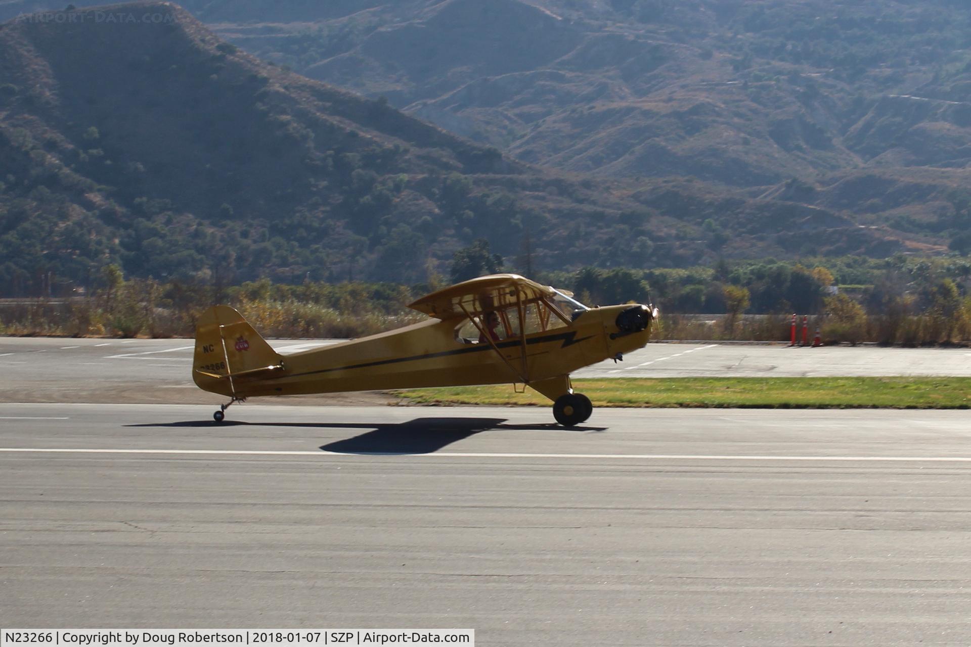 N23266, 1939 Piper J3C-65 Cub Cub C/N 3113, 1939 Piper J3C-65 CUB, Continental A&C65 65 Hp, landing roll Rwy 22