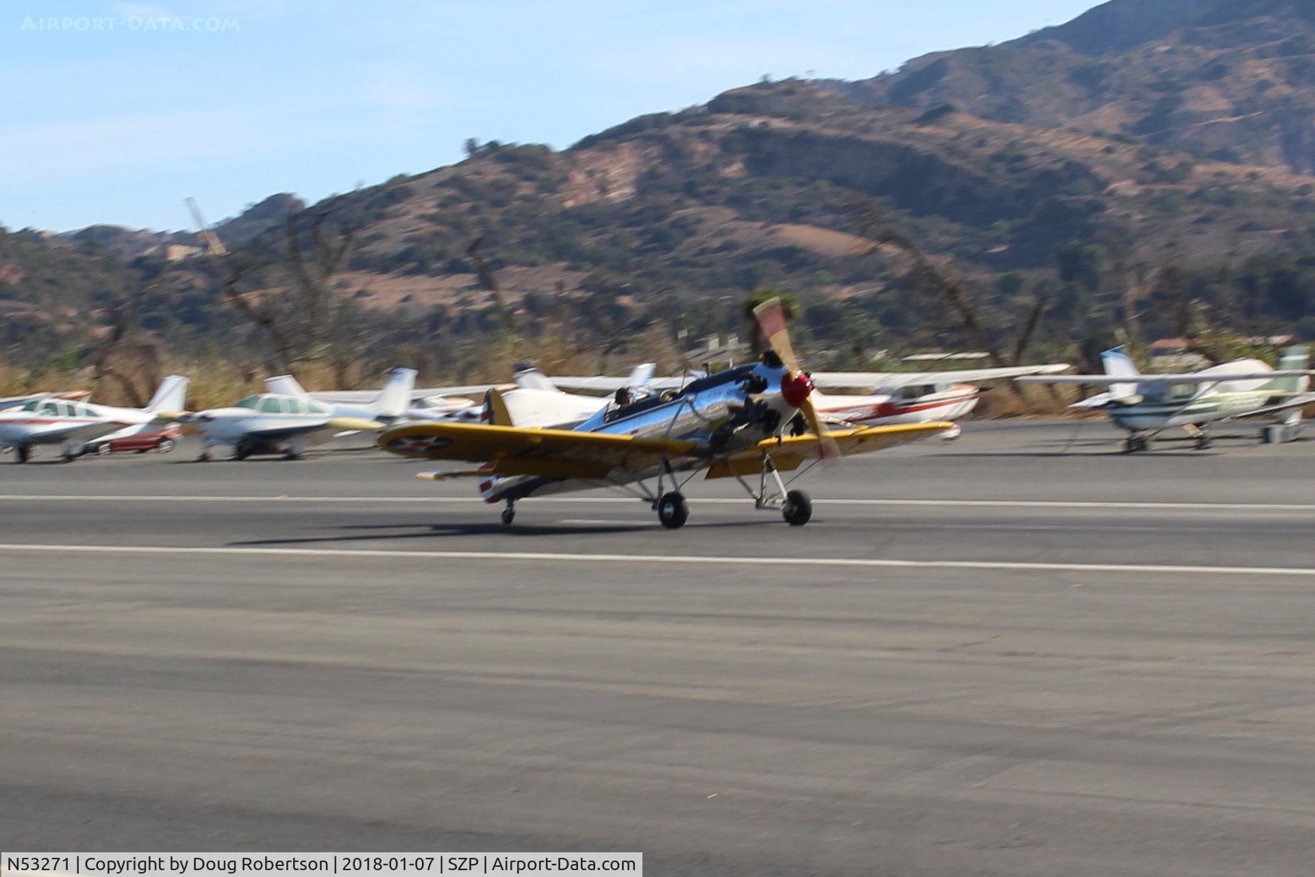 N53271, 1941 Ryan Aeronautical ST3KR C/N 1625, Ryan Aeronautical ST-3KR as PT-22, Kinner R5-540-1 160 Hp air-cooled 5 cylinder radial, landing roll Rwy 22