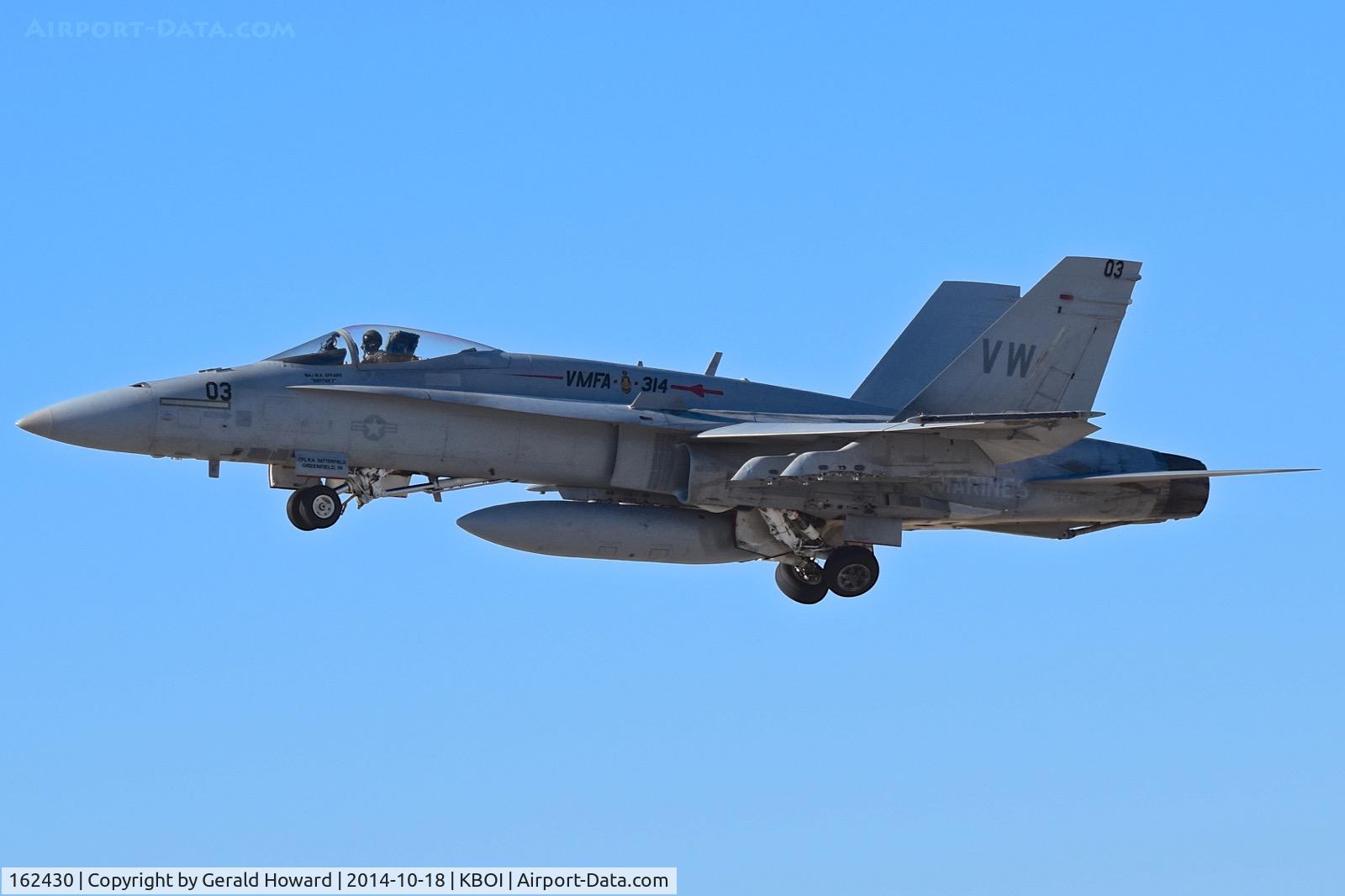 162430, McDonnell Douglas F/A-18A+ Hornet C/N 272/A218, Departing RWY 10L.  VMFA-314 