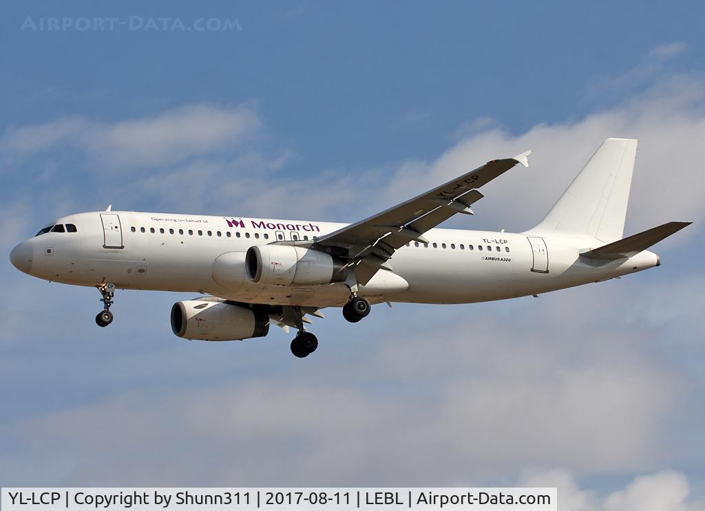 YL-LCP, 2008 Airbus A320-232 C/N 1823, Landing rwy 25 on lease to Monarch Airlines for the summer 2017