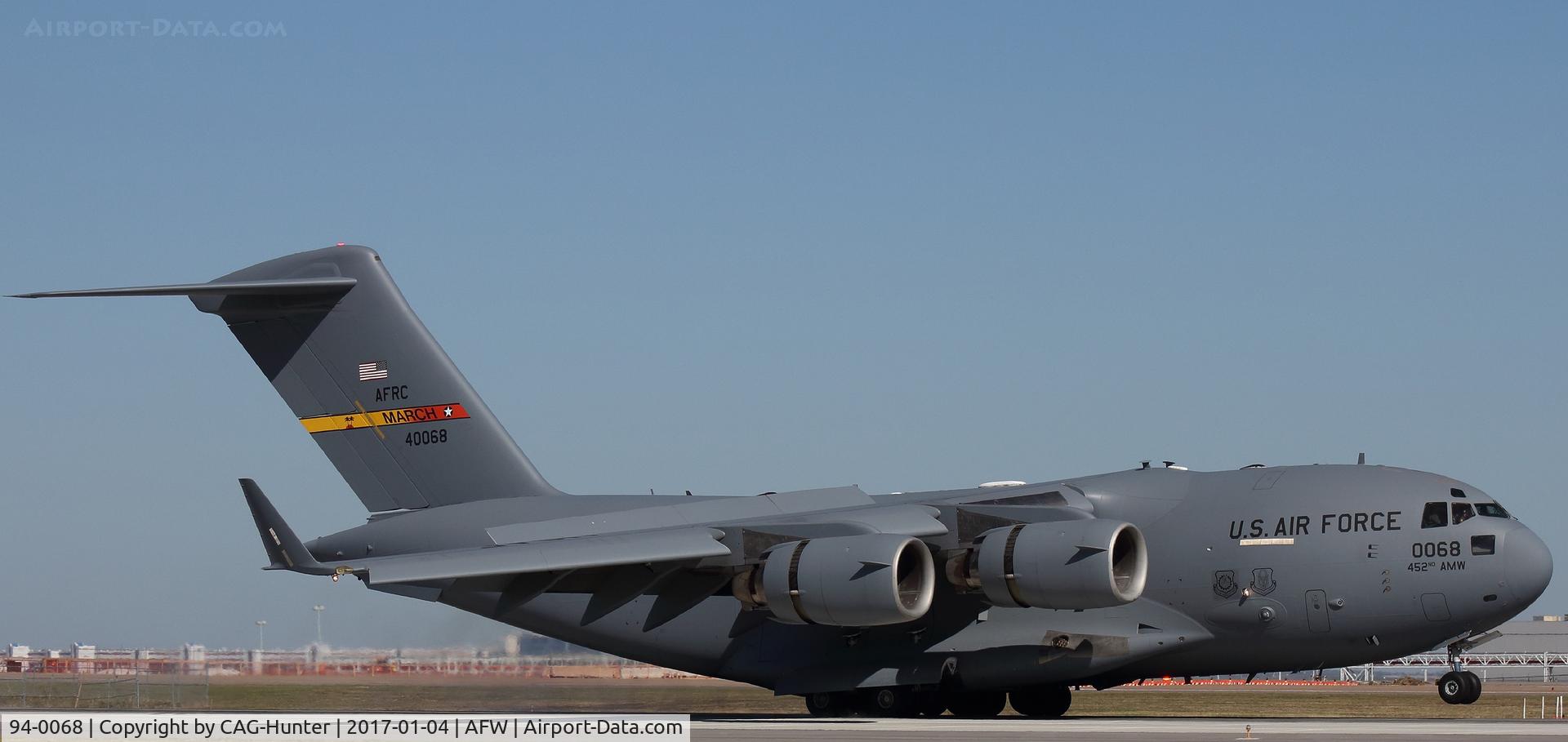 94-0068, 1994 McDonnell Douglas C-17A Globemaster III C/N 50028/F-27, Taken at AFW Fort Worth, Texas