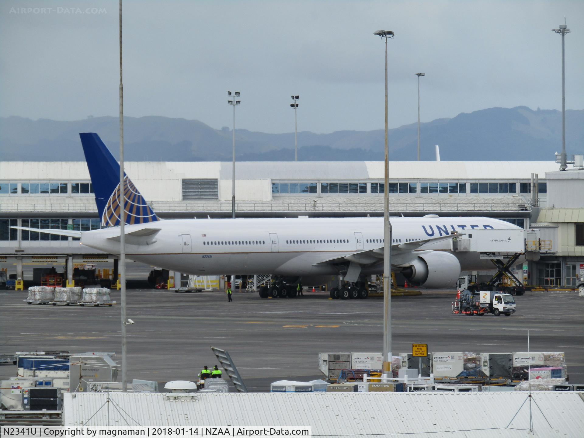 N2341U, 2017 Boeing 777-300/ER C/N 63721 / 1493, on stand at AKL