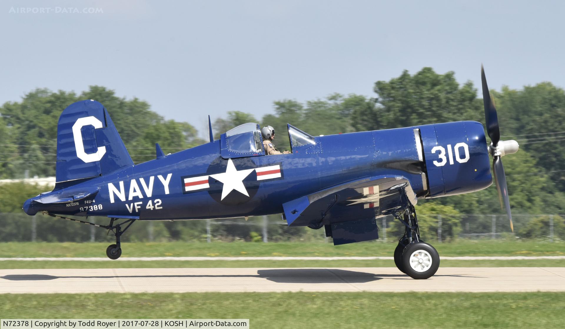 N72378, 1946 Vought F4U-4 Corsair C/N 9542, Airventure 2017