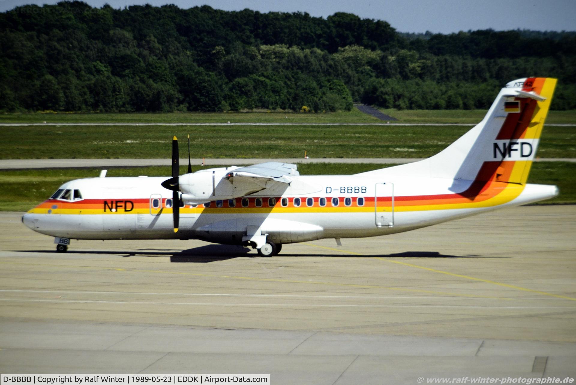D-BBBB, 1987 ATR 42-300 C/N 055, ATR 42-300 - NS NFD NFD Luftverkehrs AG - 055 - D-BBBB - 23.05.1989 - CGN