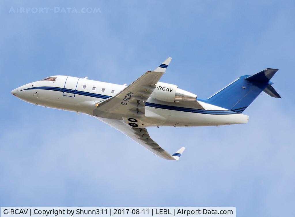 G-RCAV, 2002 Bombardier Challenger 604 (CL-600-2B16) C/N 5526, Taking off from rwy 25L