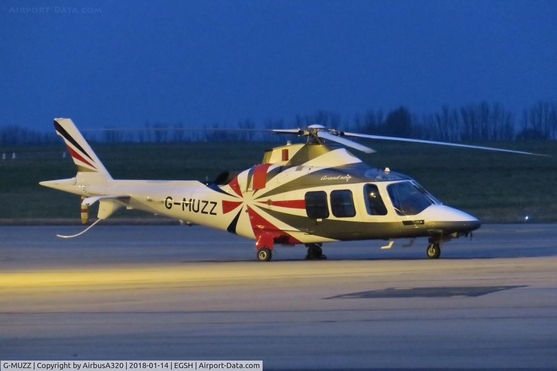 G-MUZZ, 2013 AgustaWestland AW-109SP GrandNew C/N 22325, Seen parked Saxon ramp in the early morning light at Norwich