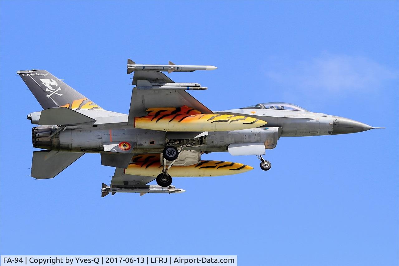 FA-94, SABCA F-16AM Fighting Falcon C/N 6H-94, SABCA F-16AM Fighting Falcon, On final rwy 08, Landivisiau Naval Air Base (LFRJ) Tiger Meet 2017