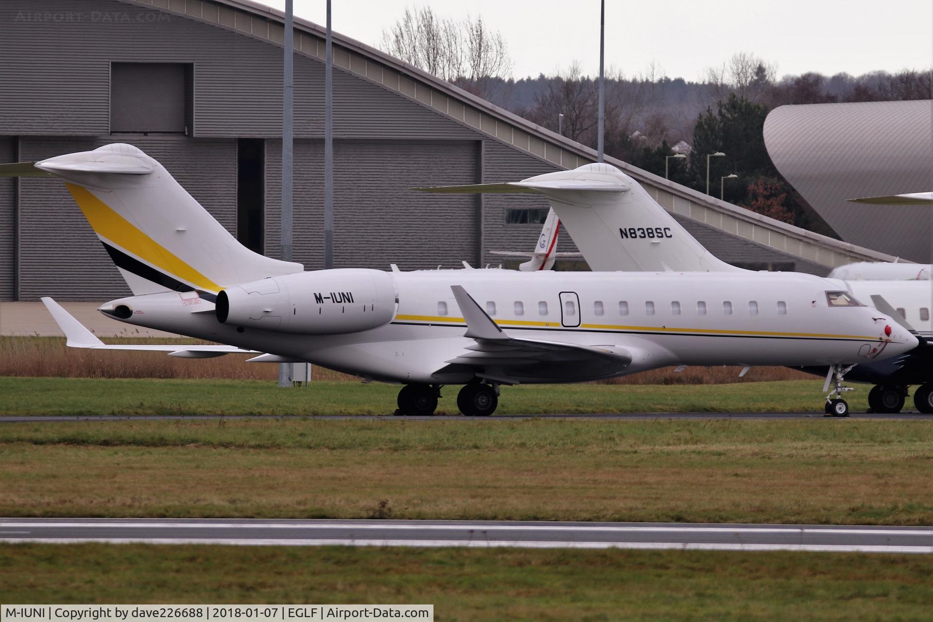M-IUNI, 2013 Bombardier BD-700-1A10 Global 6000 C/N 9516, Unitrans Management Ltd's Bombardier BD700 Global 6000 on the apron at Farnborough - FAB