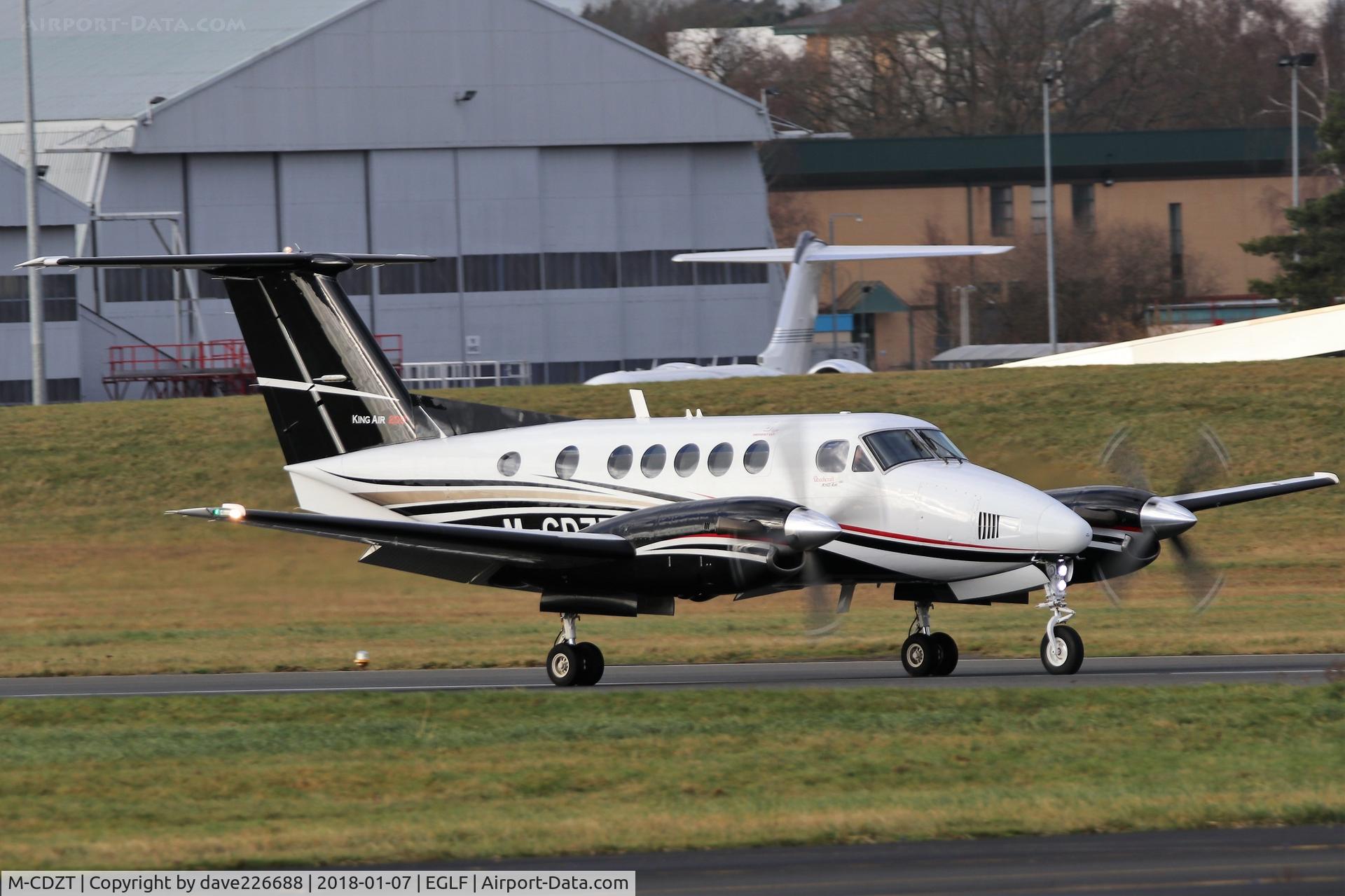 M-CDZT, 1998 Raytheon B200 King Air C/N BB-1619, BAe Systems Marine - Beech B200 Super King Air landing on 06 at Farnborough - FAB