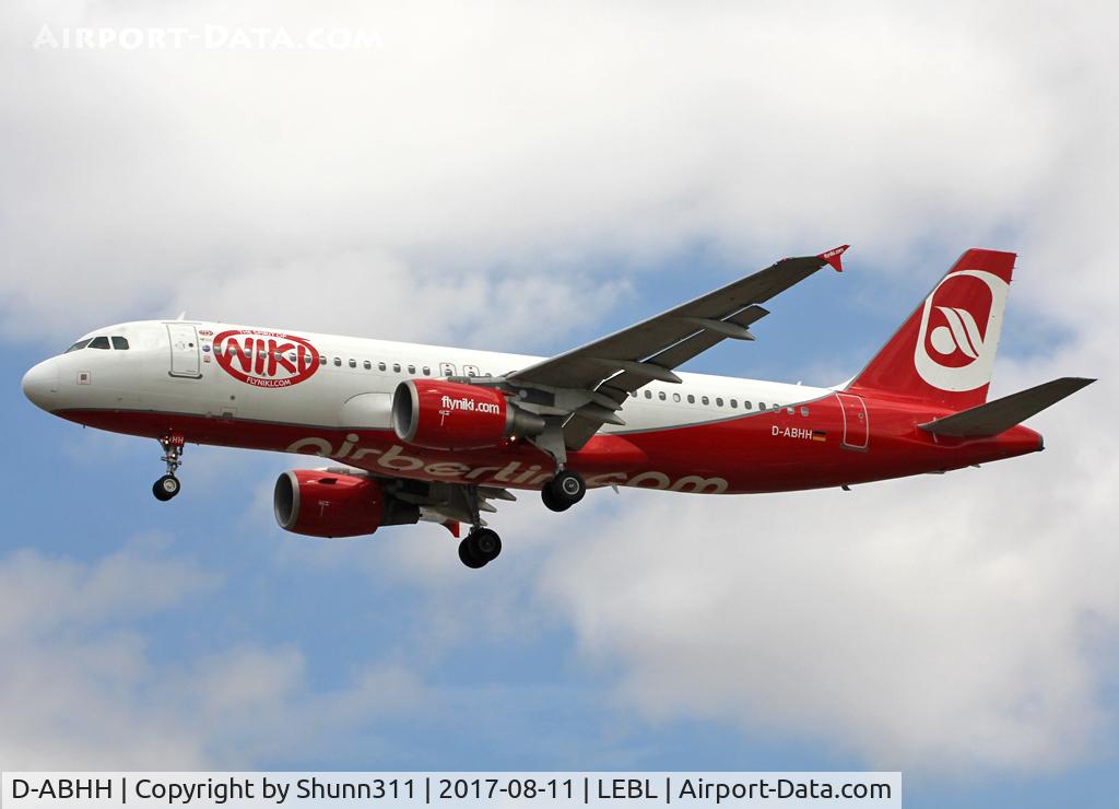 D-ABHH, 2006 Airbus A320-214 C/N 2902, Landing rwy 25R in basic Air Berlin c/s with Niki titles
