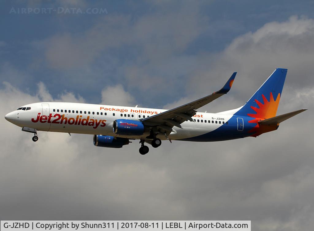 G-JZHD, 2006 Boeing 737-808 C/N 34706, Landing rwy 25R in Jet2 Holiday c/s