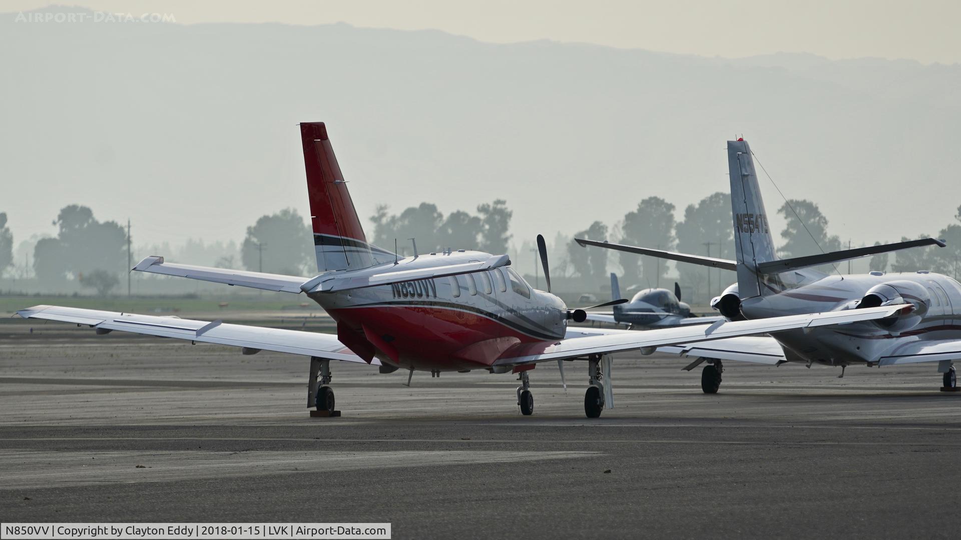 N850VV, Socata TBM-700 C/N 542, Livermore Airport California 2018.