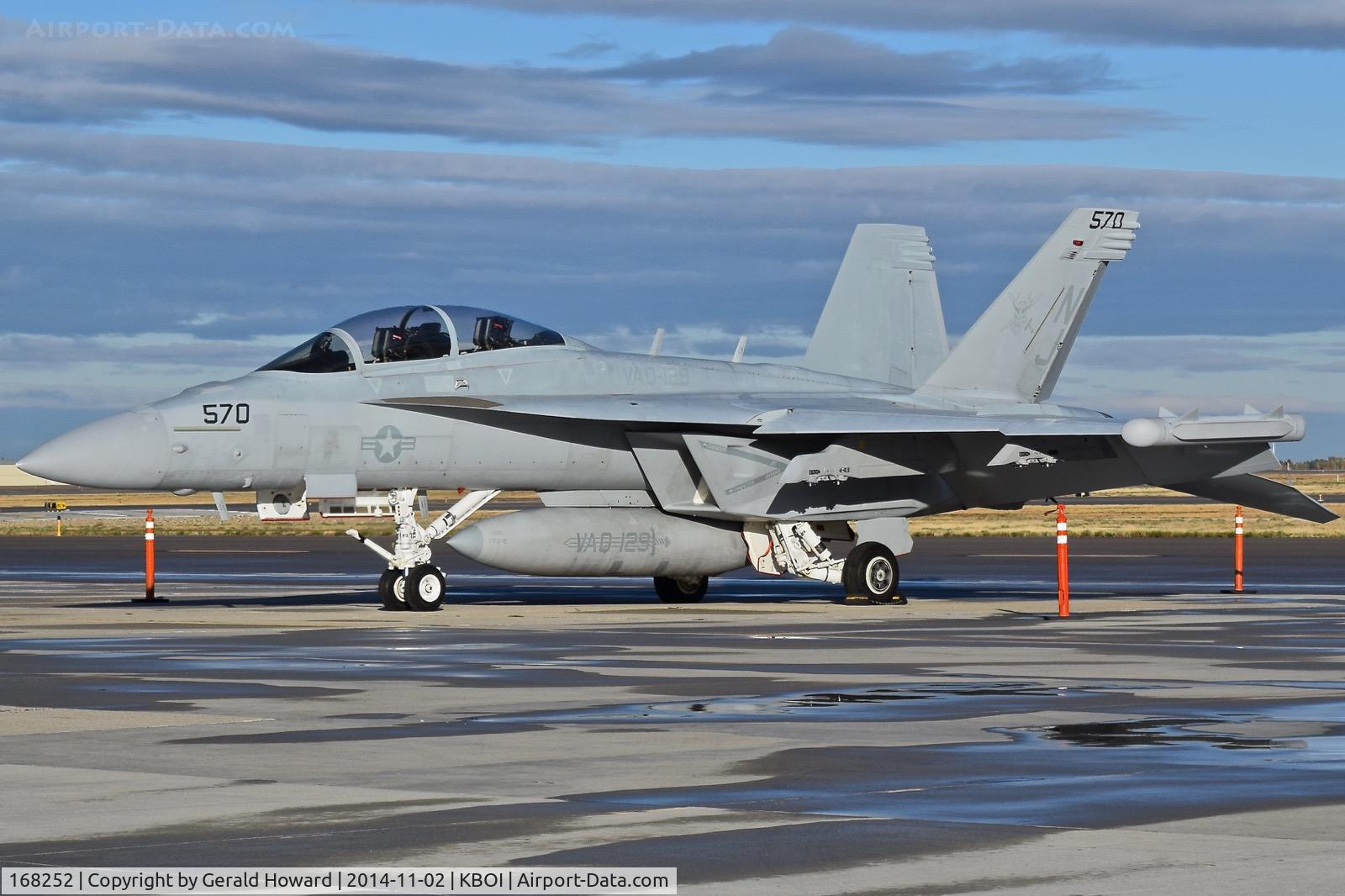 168252, Boeing EA-18G Growler C/N G-34, Parked on the south GA ramp.  VAQ-129 