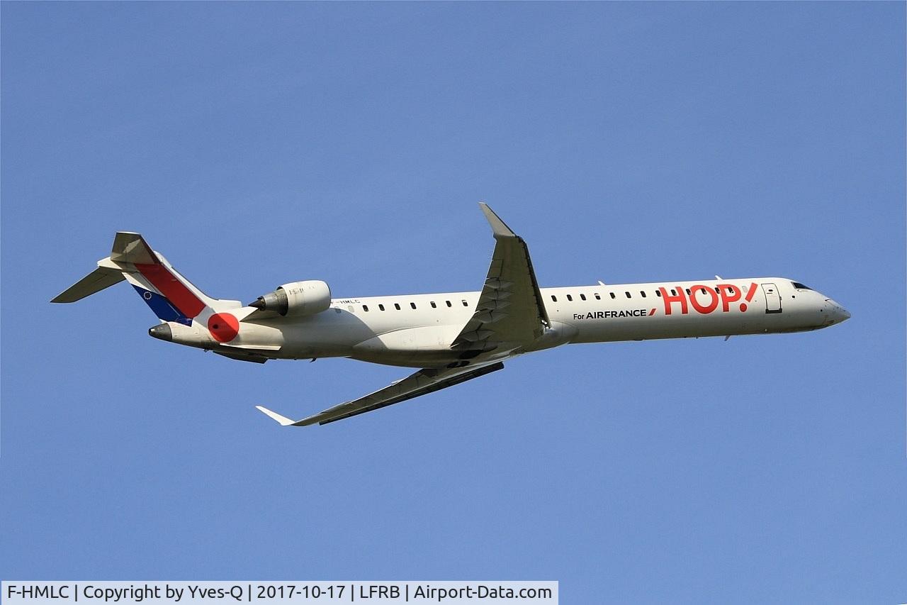 F-HMLC, 2010 Bombardier CRJ-1000EL NG (CL-600-2E25) C/N 19006, Bombardier CRJ-1000, Take off rwy 07R, Brest-Bretagne airport (LFRB-BES)