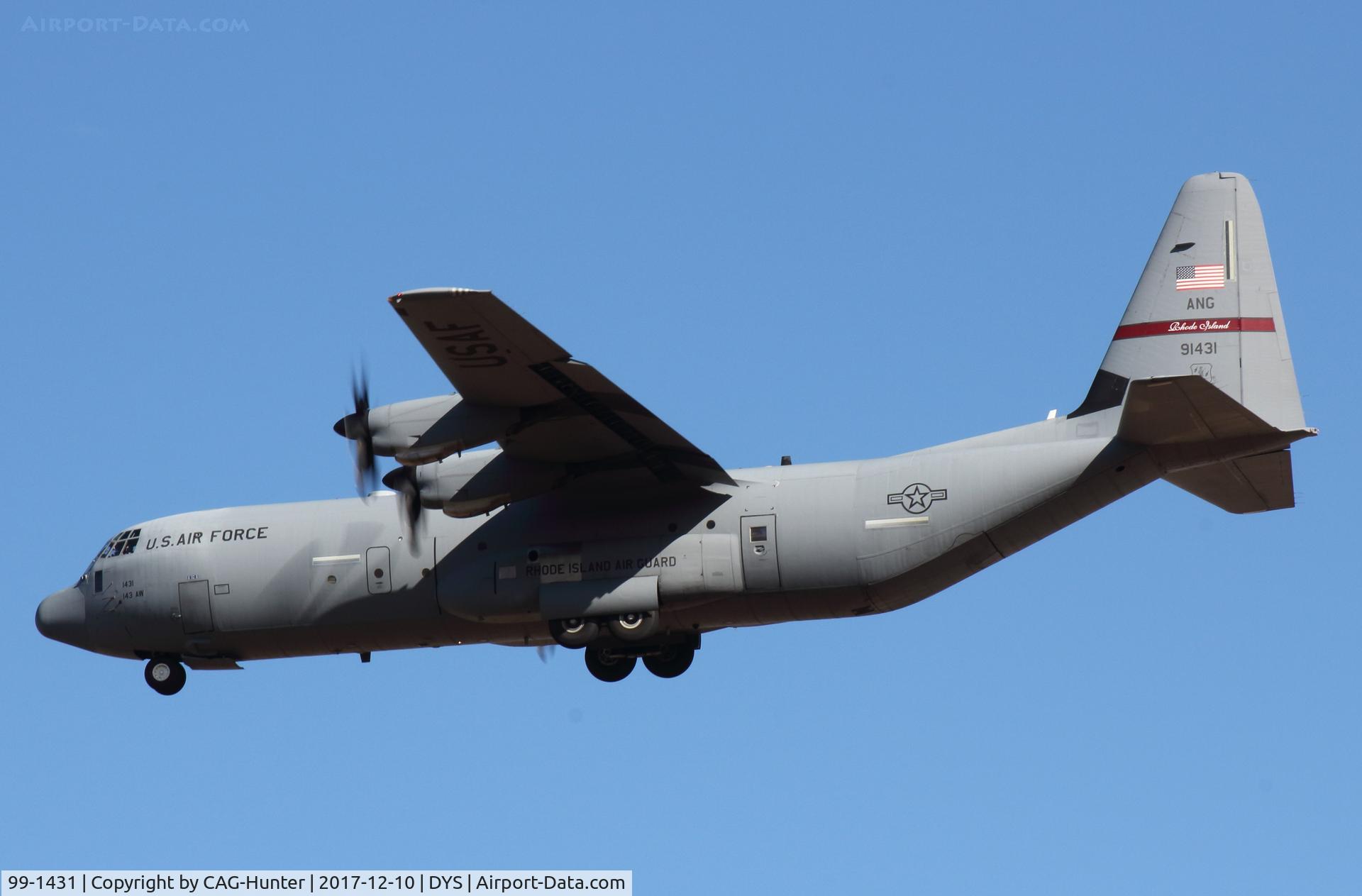 99-1431, 1999 Lockheed Martin C-130J-30 Super Hercules C/N 382-5517, Rhode Island Air Guard C-130J-30 Landing at Dyess AFB