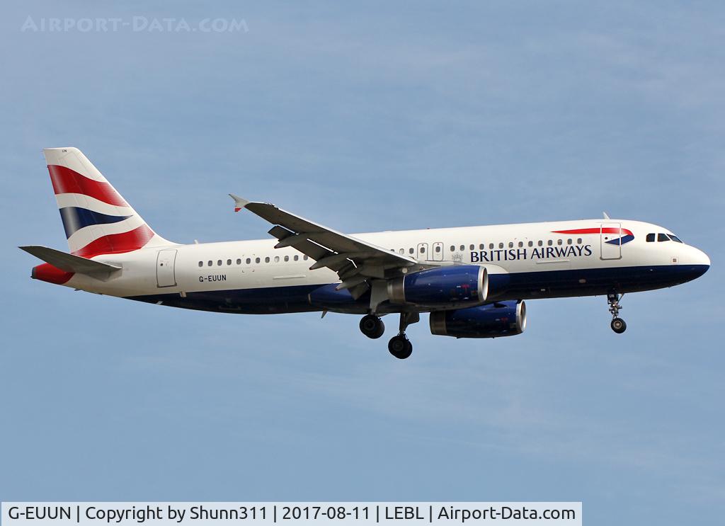 G-EUUN, 2003 Airbus A320-232 C/N 1910, Landing rwy 25R