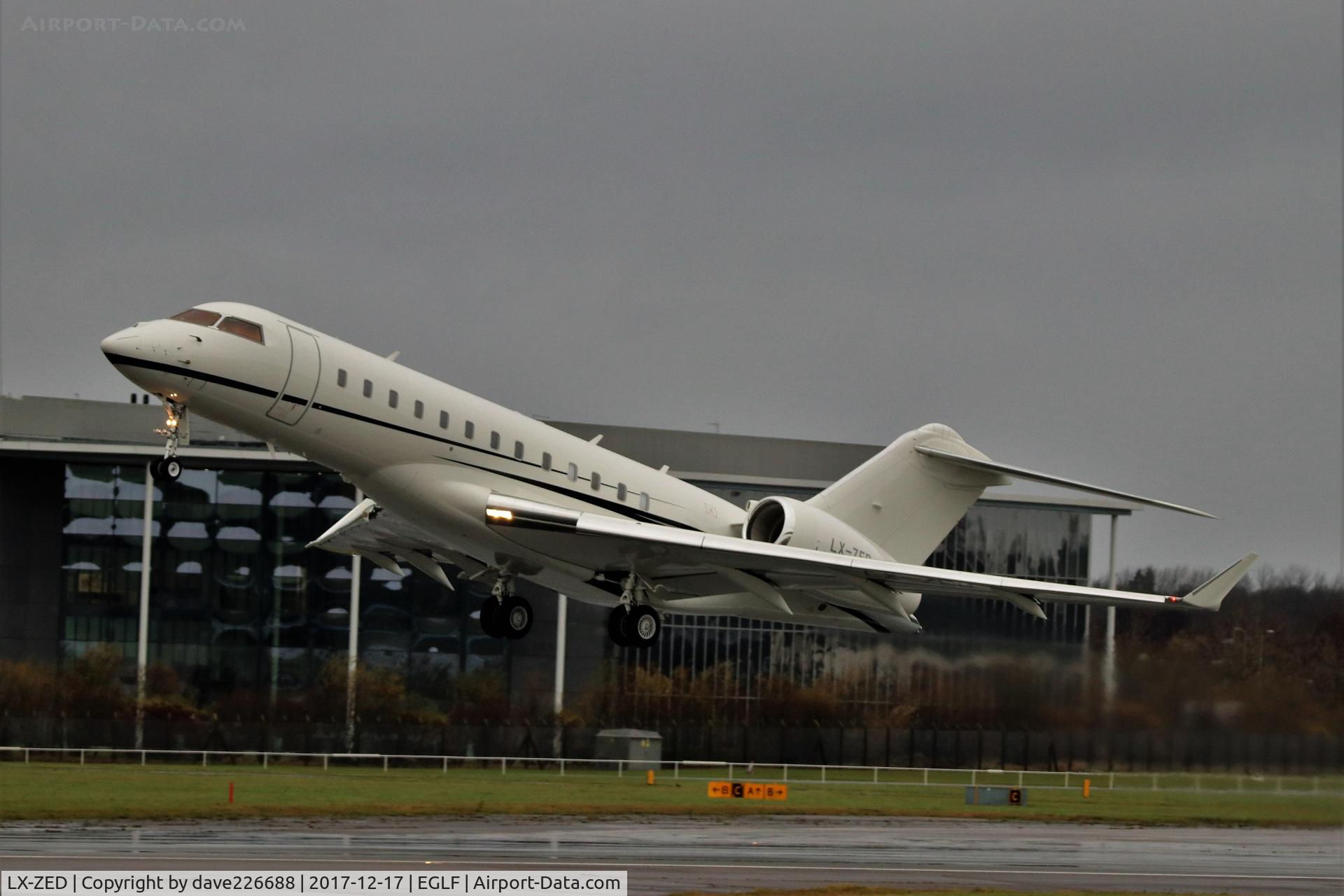 LX-ZED, 2007 Bombardier Challenger 605 (CL-600-2B16) C/N 5704, LX ZED taking off on 24 at Farnborough