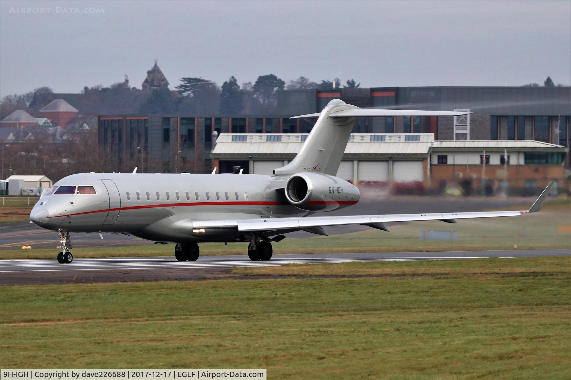 9H-IGH, 2013 Bombardier BD-700-1A10 Global 6000 C/N 9570, Vistajet 9H-IGH departing Farnborough on 24