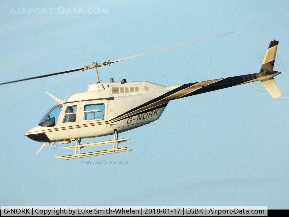 G-NORK, 1982 Bell 206B JetRanger III C/N 3615, Departing Sywell Aerodrome today.