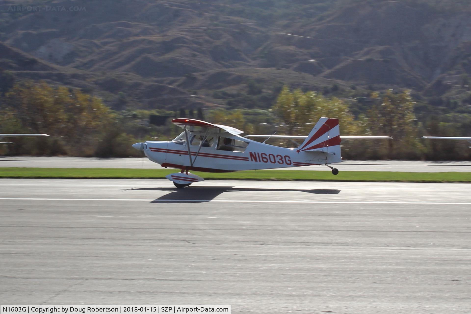 N1603G, 1968 Champion 7ECA Citabria C/N 609, 1968 Champion 7ECA CITABRIA, Lycoming O-320 150 Hp, takeoff roll Rwy 04
