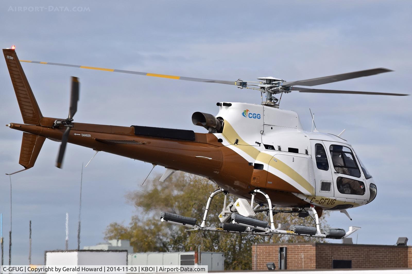 C-GFUG, 2011 Aerospatiale AS-350B-3 Ecureuil C/N 7311, Landing on the north GA ramp.