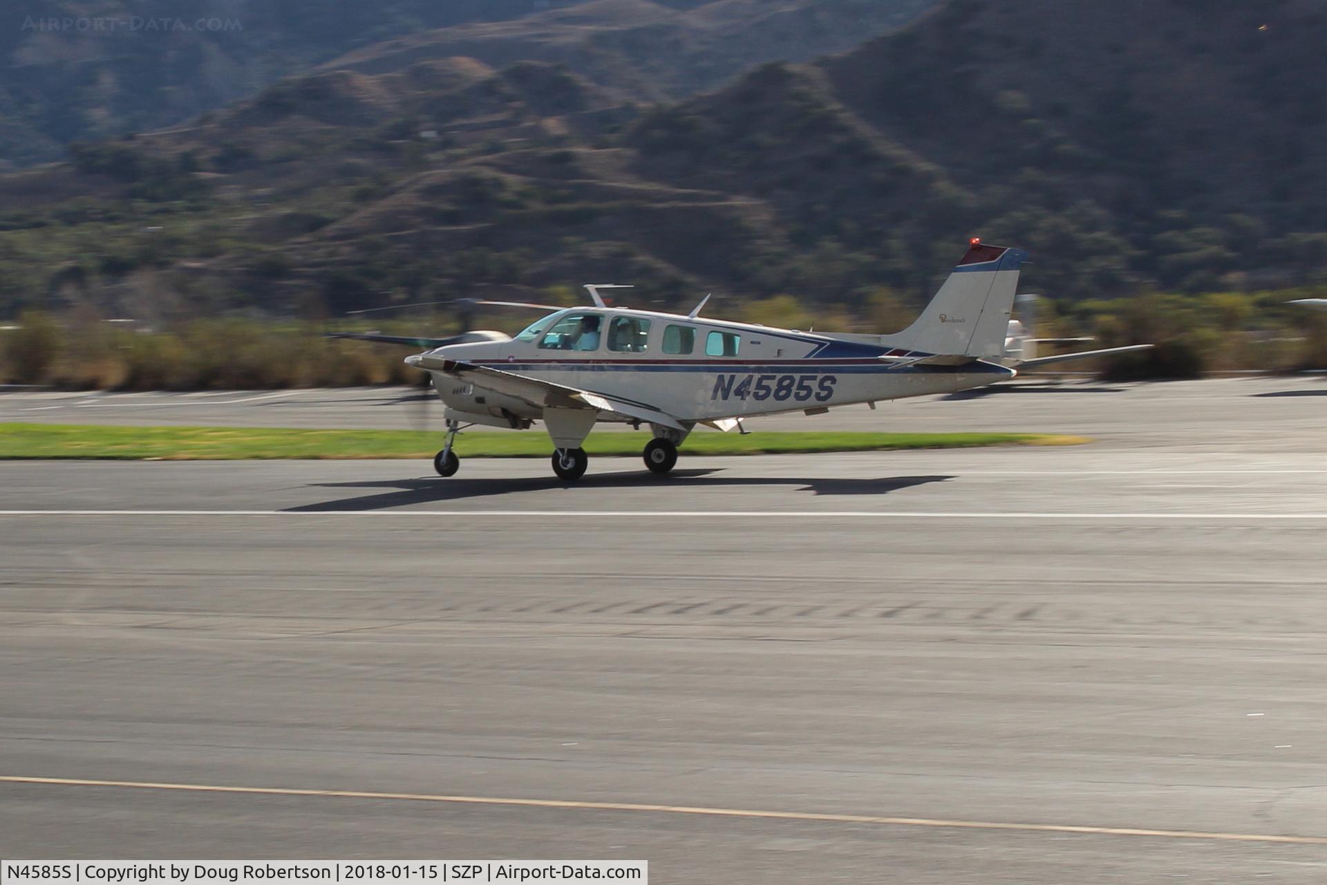 N4585S, 1975 Beech A36 Bonanza 36 C/N E-752, 1975 Beech A36 BONANZA, Continental IO-520 285 Hp, landing roll Rwy 04