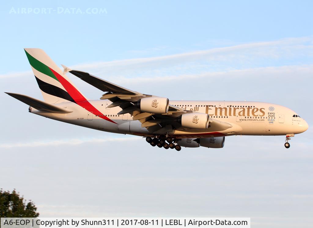 A6-EOP, 2015 Airbus A380-861 C/N 200, Landing rwy 25R