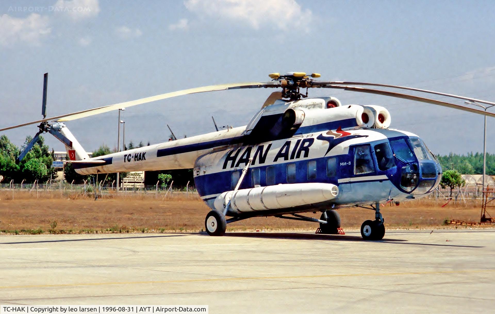 TC-HAK, 1981 MIL Mi-8P C/N 80 27, Antalya 31.8.1996