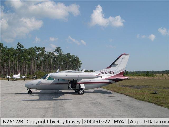 N261WB, 1975 Mitsubishi MU-2B-26 C/N 330, N261WB parked on the ramp at Treasure Cay International Airport on Abaco island in the Bahamas.