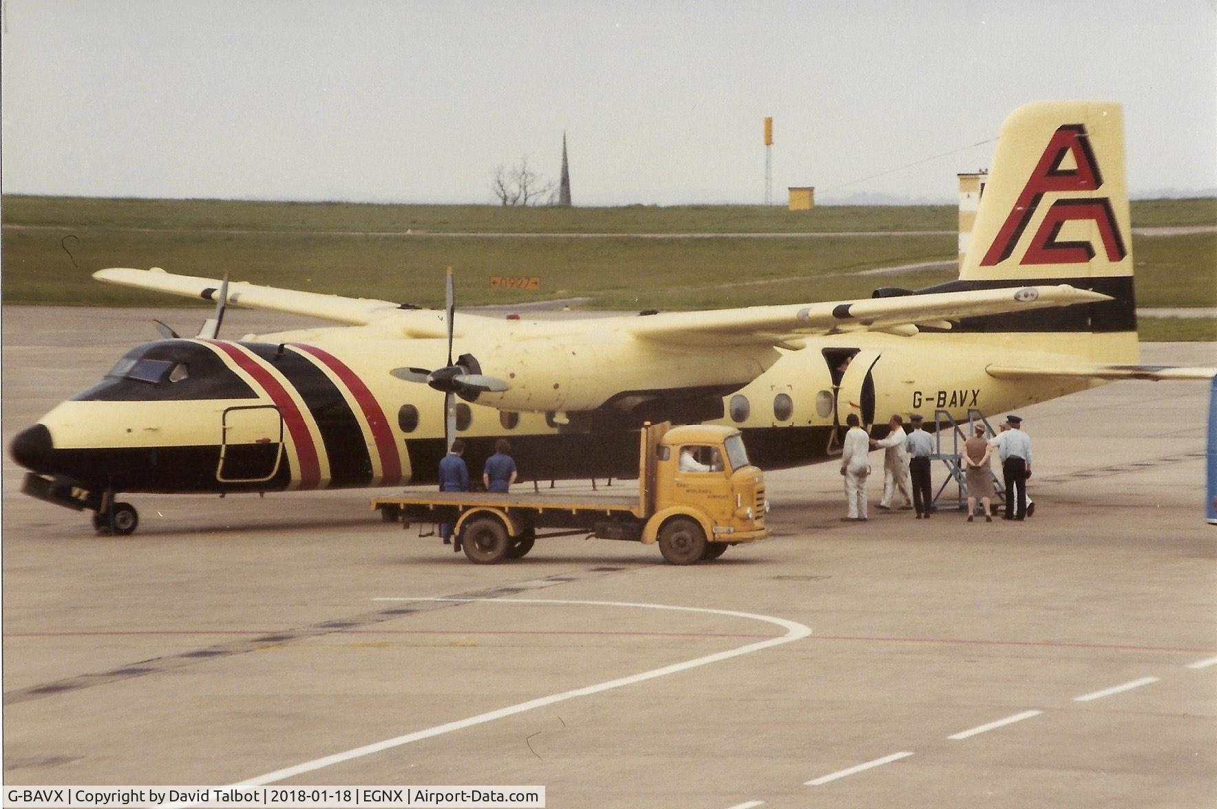 G-BAVX, 1967 Handley Page HPR-7 Herald 214 C/N 194, Taken at Castle Donnington probably in 1984 or 1985