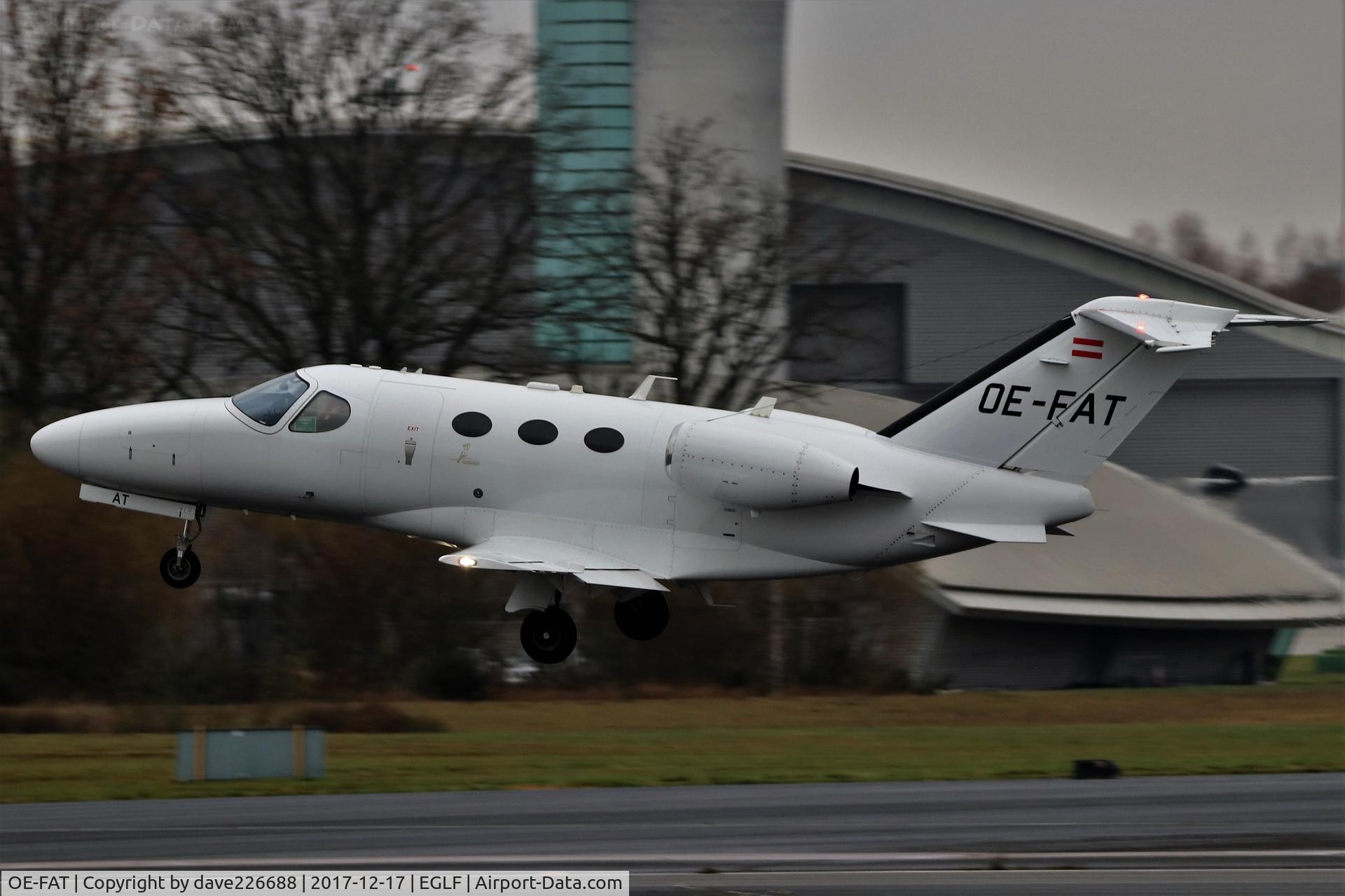 OE-FAT, 2010 Cessna 510 Citation Mustang Citation Mustang C/N 510-0312, GlobeAir 510 Citation Mustang departing Farnborough on 24