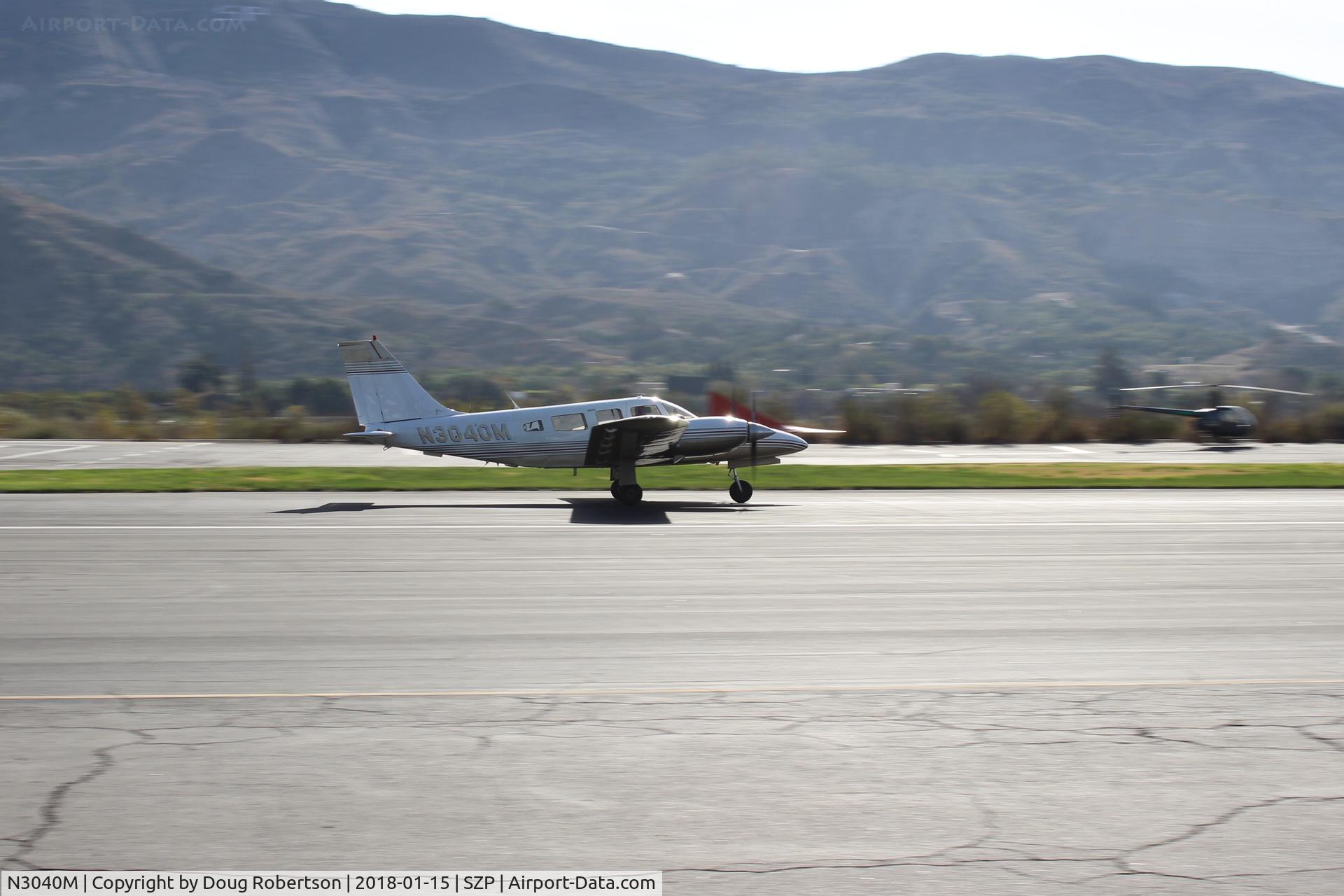 N3040M, 1979 Piper PA-34-200T Seneca II C/N 34-7970105, 1979 Piper PA-34-200T SENECA II, two Continental TSIO-360-E turbocharged and counter-rotating 200 Hp each. Seven seats, takeoff roll Rwy 22
