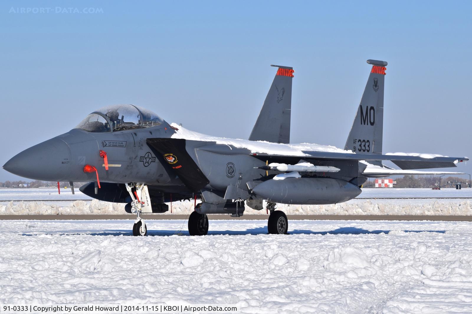 91-0333, 1991 McDonnell Douglas F-15E Strike Eagle Strike Eagle C/N 1240/E198, 391st Fighter Sq.“Bold Tigers”, 366th Fighter Wing, Mountain Home AFB, Idaho.