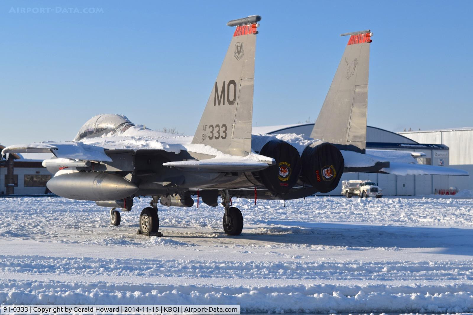 91-0333, 1991 McDonnell Douglas F-15E Strike Eagle Strike Eagle C/N 1240/E198, 391st Fighter Sq.“Bold Tigers”, 366th Fighter Wing, Mountain Home AFB, Idaho.