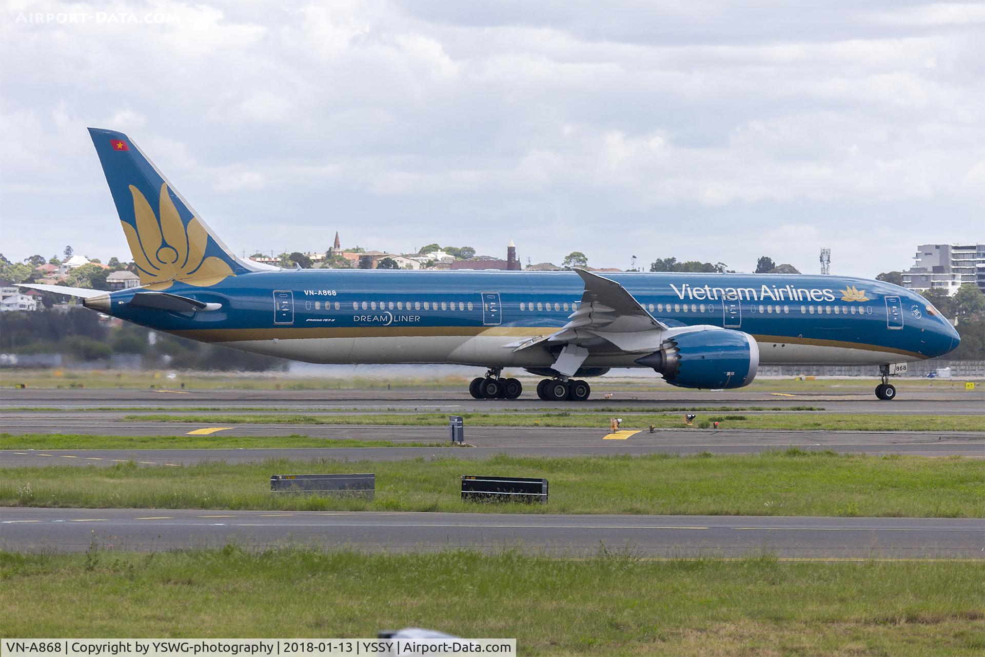 VN-A868, 2016 Boeing 787-9 Dreamliner Dreamliner C/N 39288, Vietnam Airlines (VN-A868) Boeing 787-9 Dreamliner departing Sydney Airport