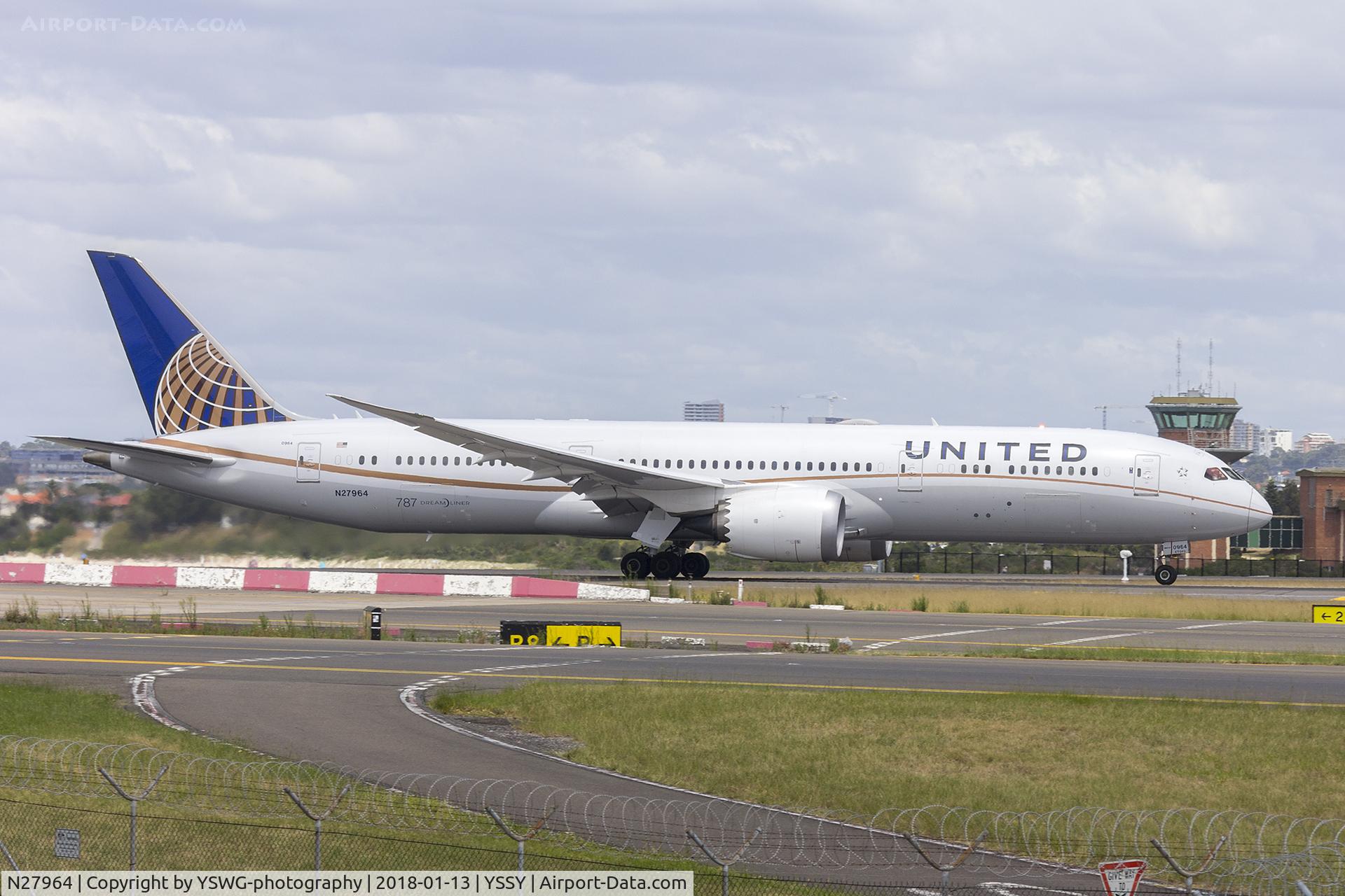 N27964, 2016 Boeing 787-9 Dreamliner C/N 37813, United Airlines (N27964) Boeing 787-9 Dreamliner departing Sydney Airport