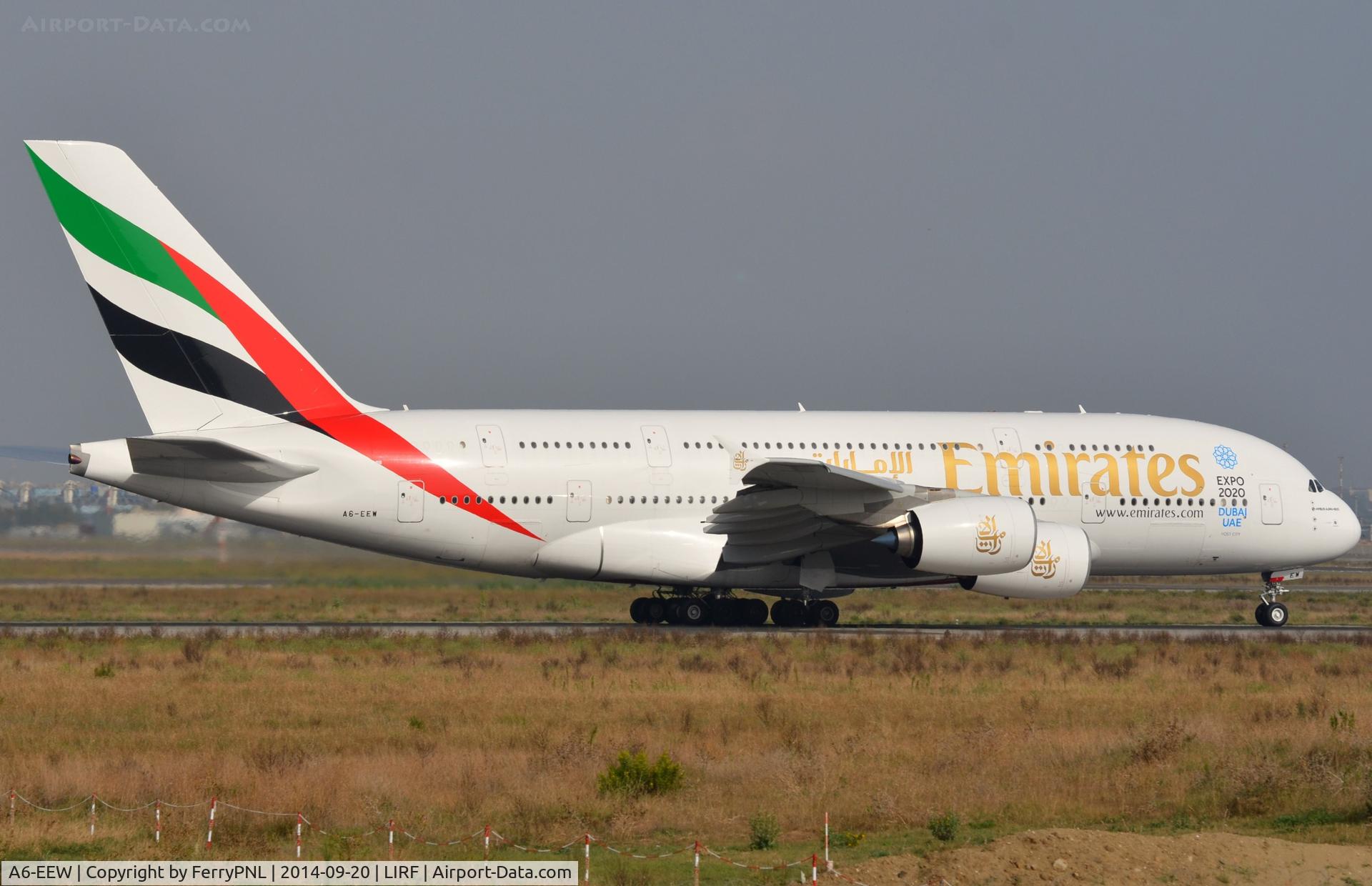 A6-EEW, 2013 Airbus A380-861 C/N 153, Emirates A388 arrived in Rome