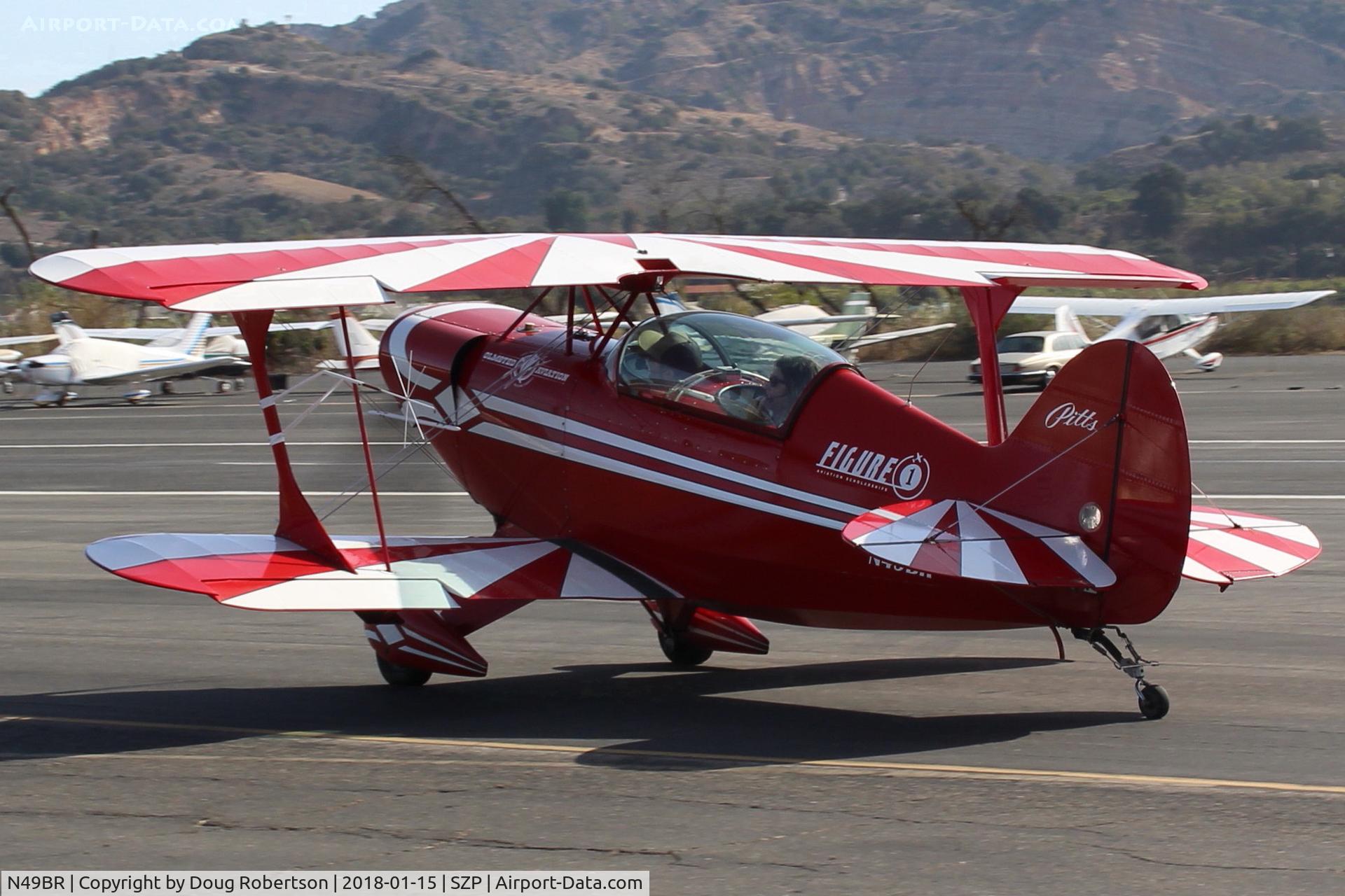 N49BR, Pitts S-2A Special C/N 2212, 1983 Aerotek PITTS S-2A SPECIAL, Lycoming AEIO-360 180 Hp, S turns taxi to Rwy 22