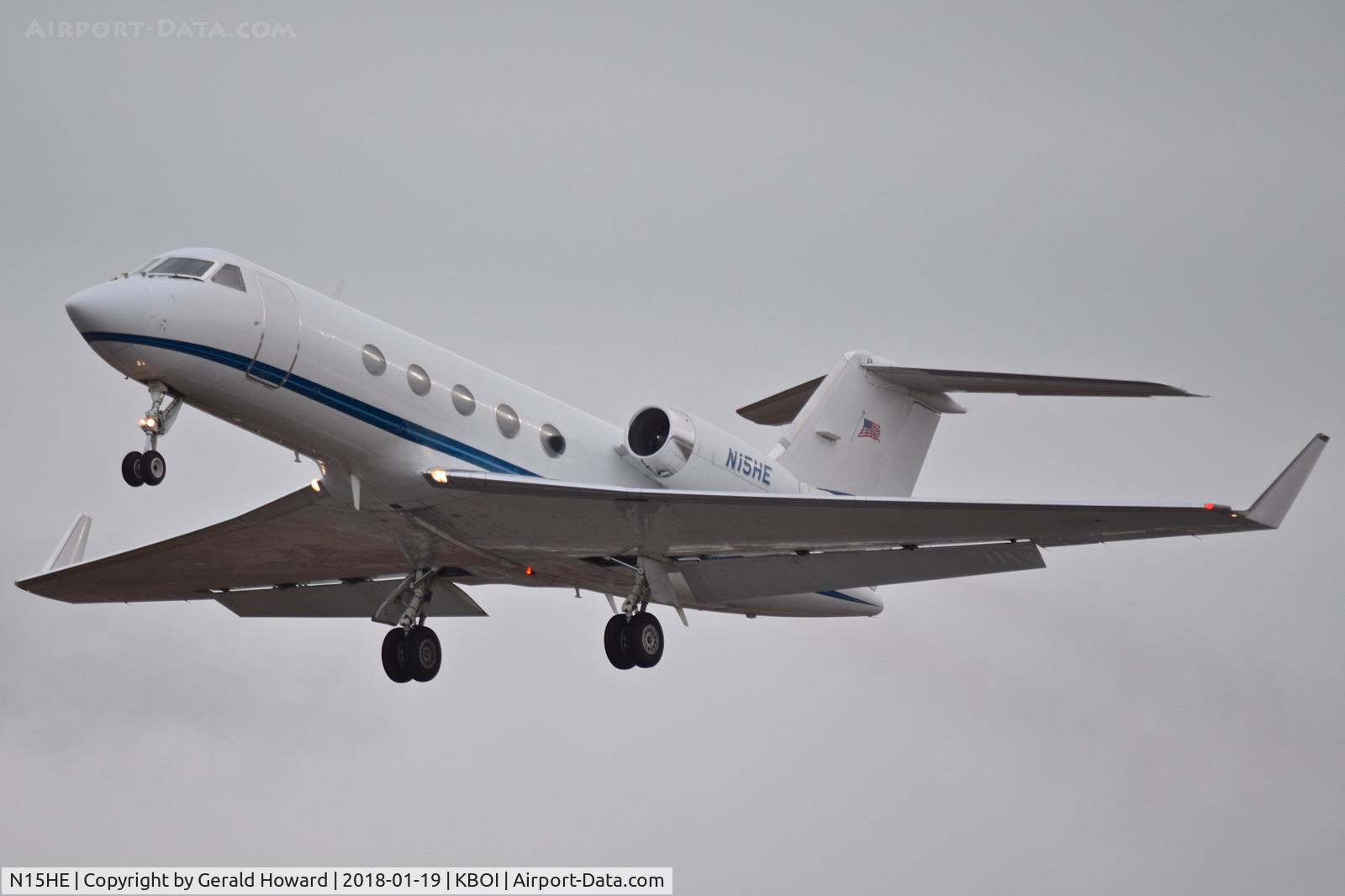 N15HE, 1982 Gulfstream American G-1159A Gulfstream III C/N 369, Departing BOI.