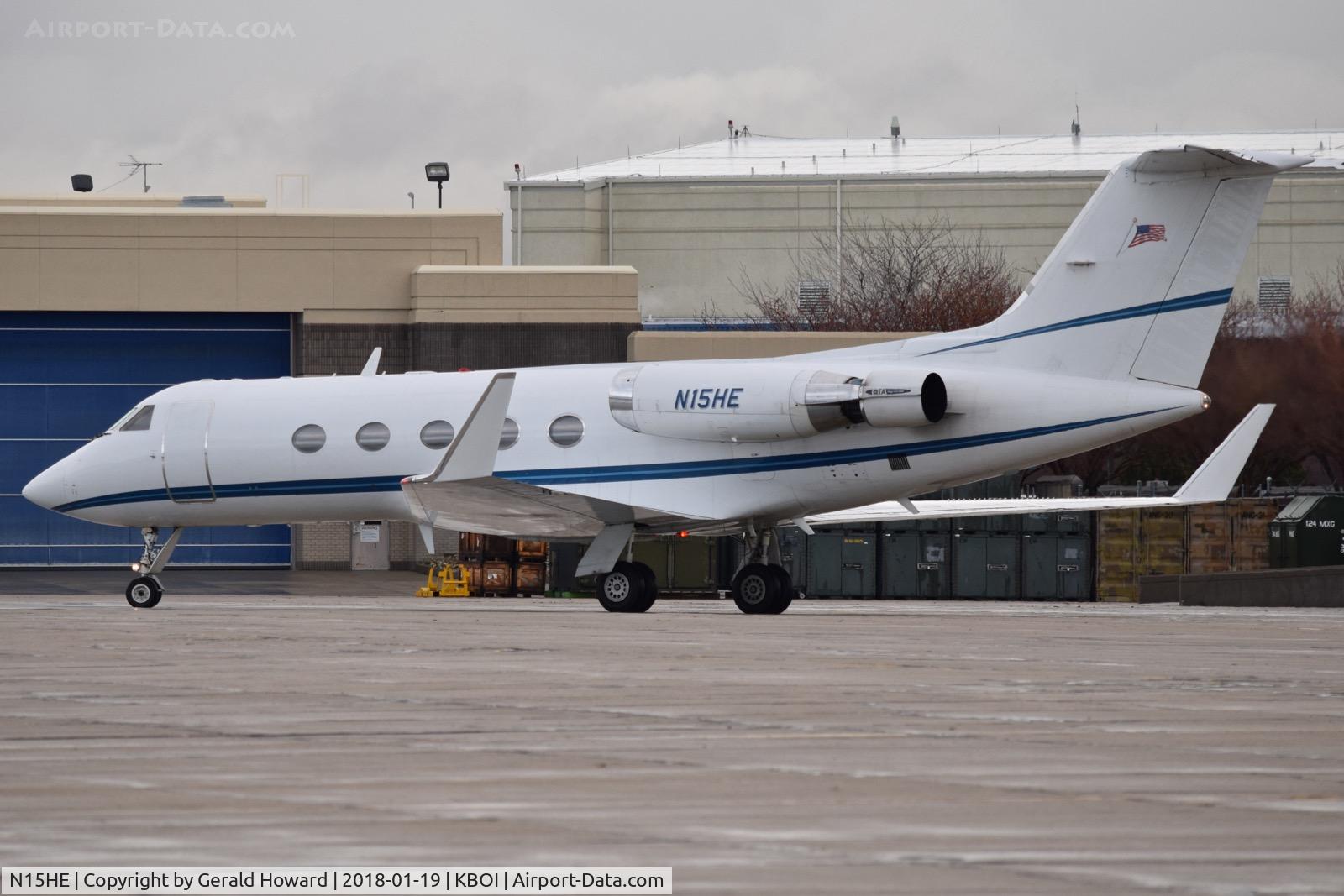 N15HE, 1982 Gulfstream American G-1159A Gulfstream III C/N 369, Departing from the south GA ramp.