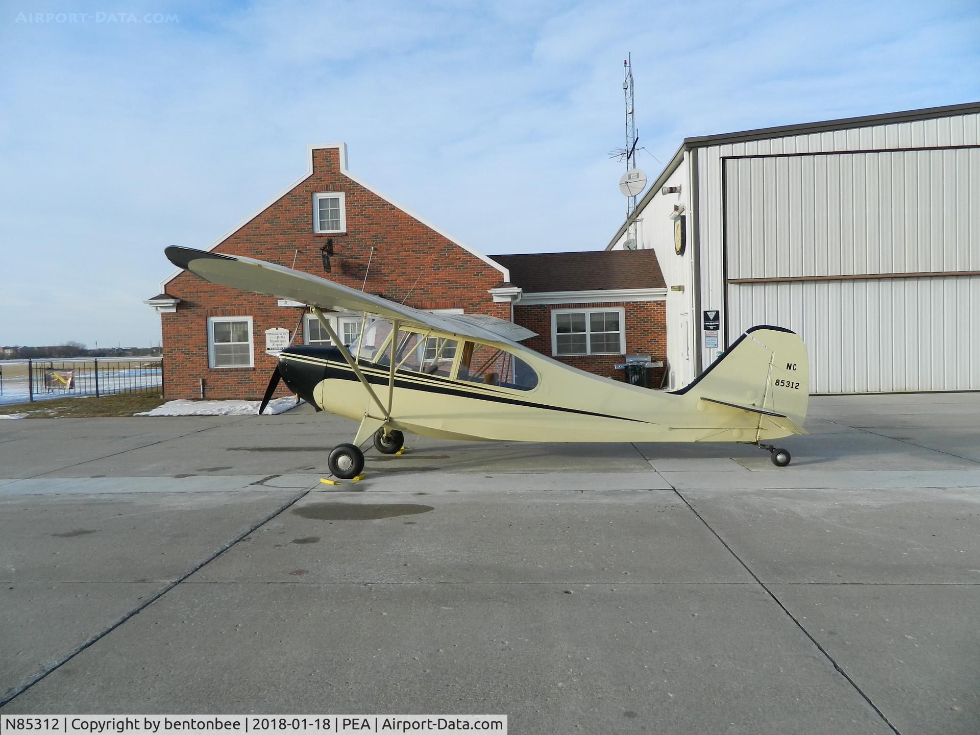 N85312, 1946 Aeronca 7AC Champion C/N 7AC-4051, I took this photo at Pella Iowa airport.  I just purchased this plane and it was delivered to Pella for me.