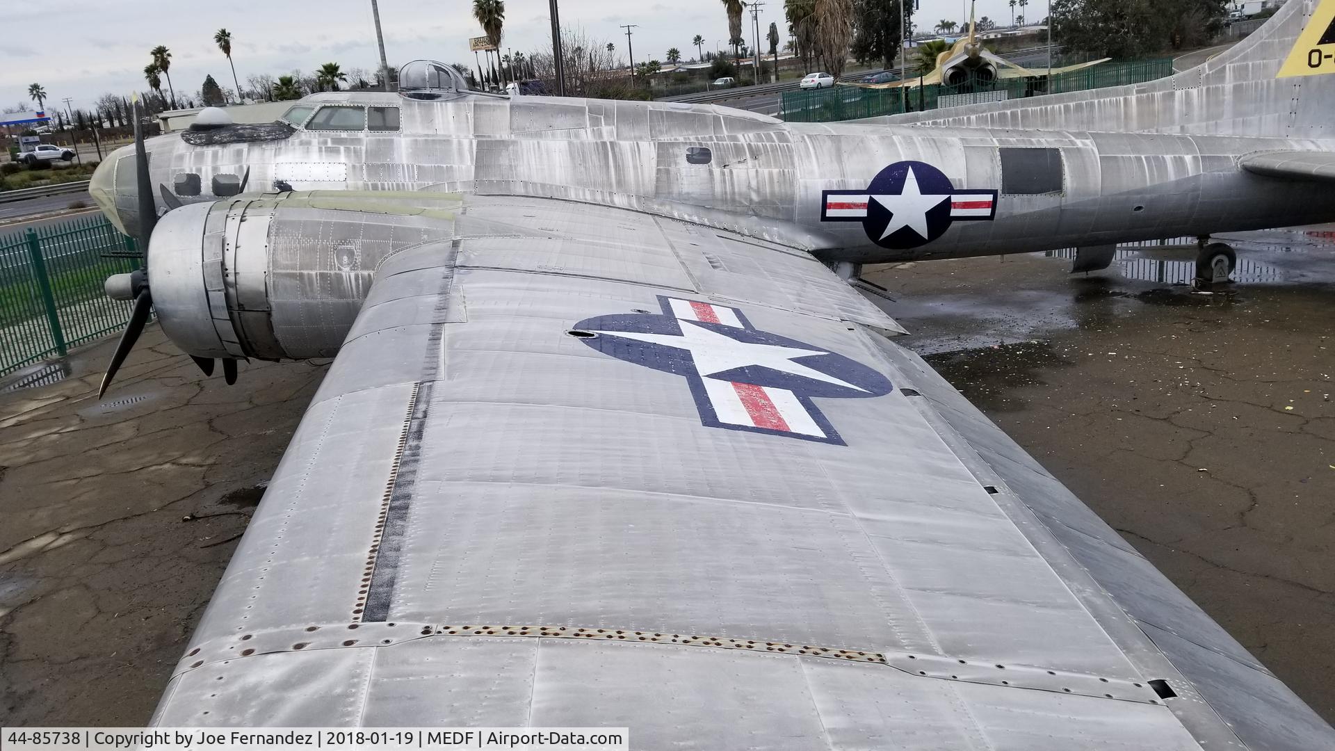 44-85738, 1944 Boeing DB-17G Flying Fortress C/N 8647-VE, Taken by me Jan 19, 2018. We are assembling a team to clean polish and repaint insignia. Job will be completed second week of April 2018