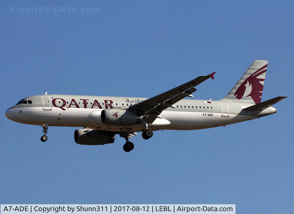 A7-ADE, 2003 Airbus A320-232 C/N 1957, Landing rwy 25R... Flight operated by British Airways...
