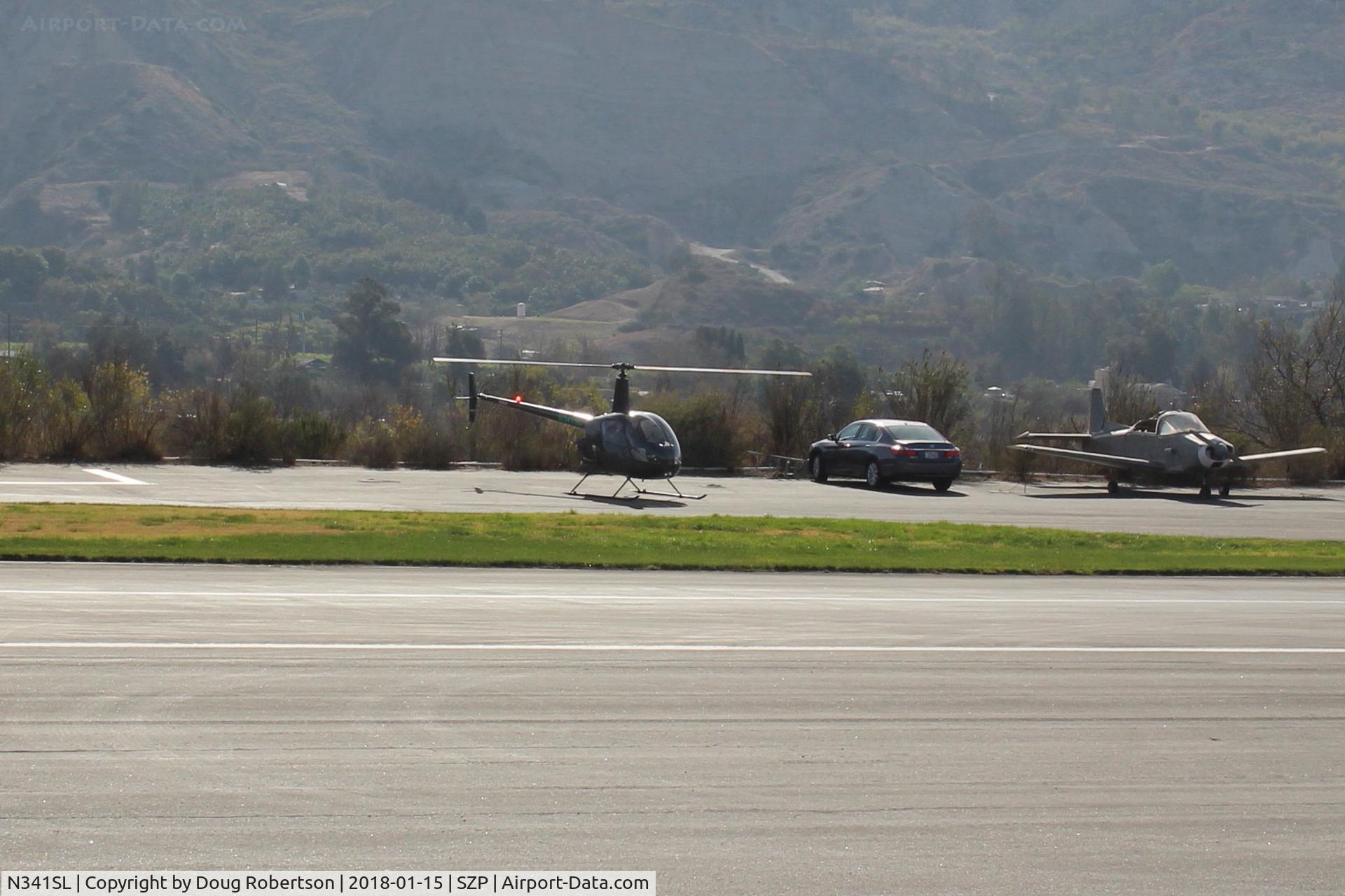 N341SL, 1993 Robinson R22 Beta C/N 2299, 1993 Robinson R22 BETA, Lycoming IO-320 160 Hp derated, two-place, turning and burning warmup near SZP Helipad